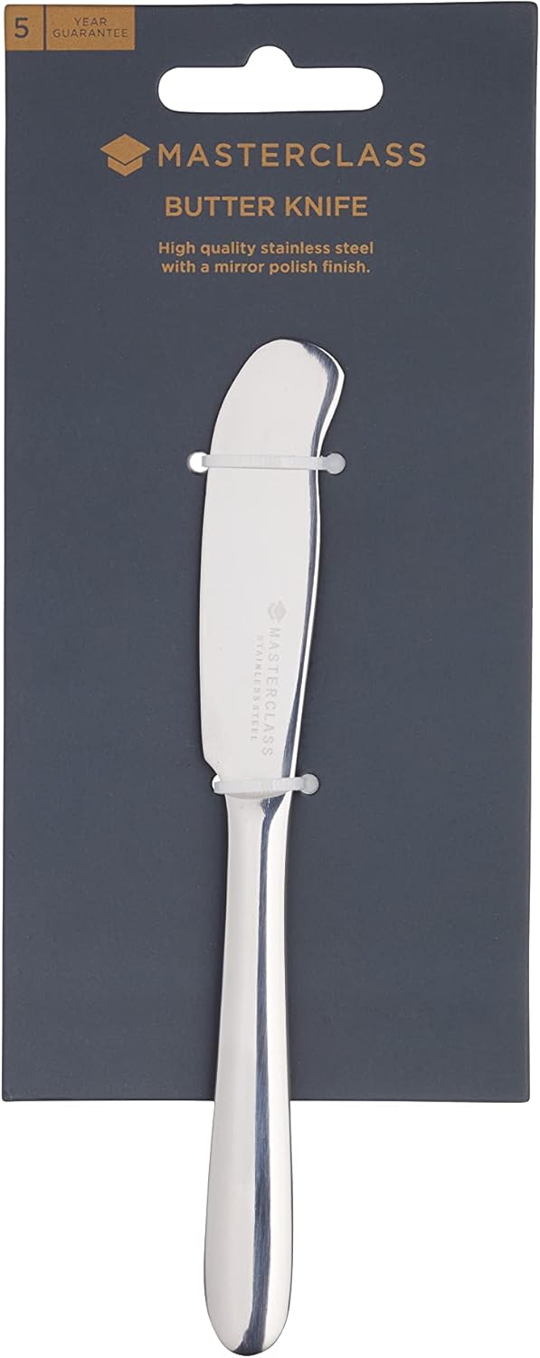 KitchenCraft Butter Knife MasterClass of Stainless Steel, Easy Spread and Rust Resistant, 16 x 2cm (6.2 x 0.8''), Silver-1