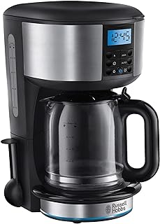 Russell Hobbs Buckingham Filter Coffee Machine, 1.25L Carafe/10 cups, 1-4 Cup brewing option, Fast brew, 24hr timer, 40min keep warm, Pause & Pour, Washable filter, Auto clean, 1000W, 20680