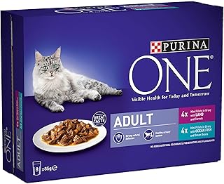 Purina ONE Adult Cat Food Fish and Lamb 8x85G, Pack of 5