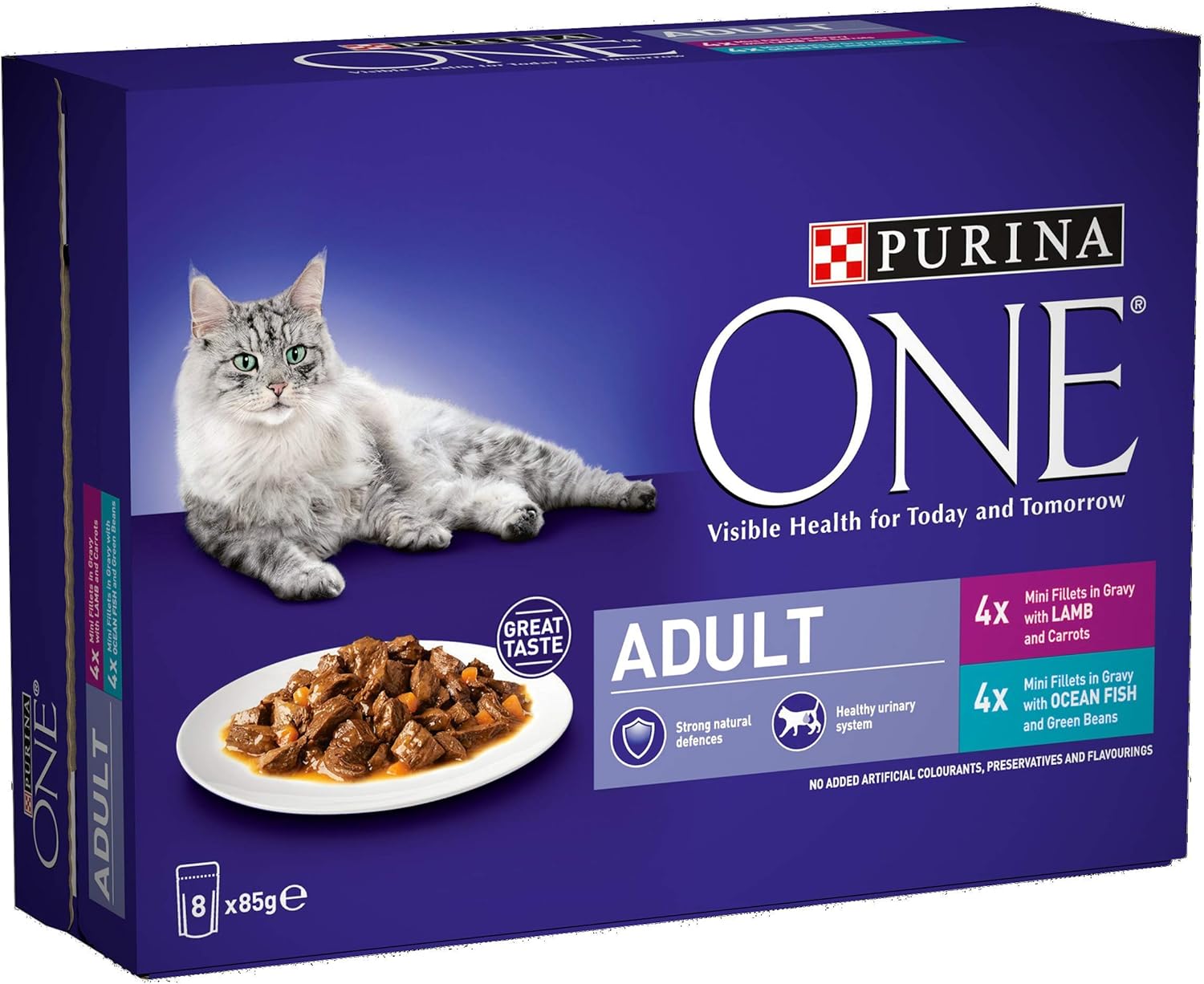 Purina ONE Adult Cat Food Fish and Lamb 8x85G, Pack of 5-0