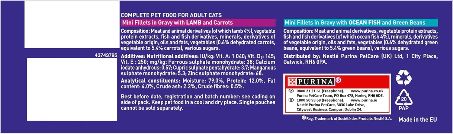 Purina ONE Adult Cat Food Fish and Lamb 8x85G, Pack of 5-4