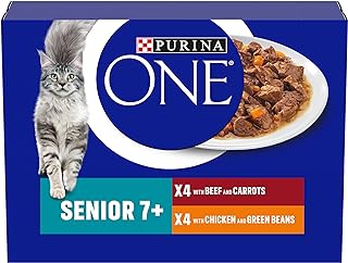 Purina One Senior 7+ Wet Cat Food Chicken and Beef 8x85G, Pack of 5