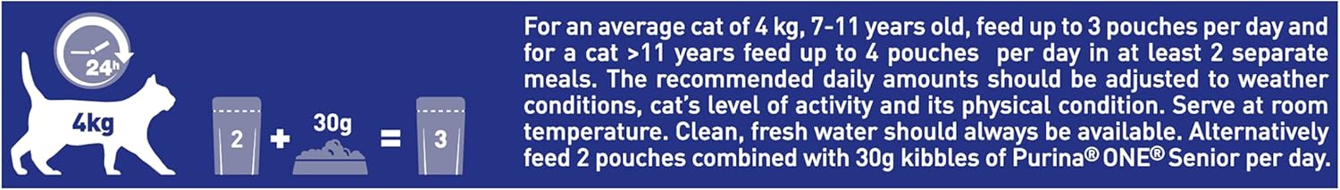 Purina One Senior 7+ Wet Cat Food Chicken and Beef 8x85G, Pack of 5-9