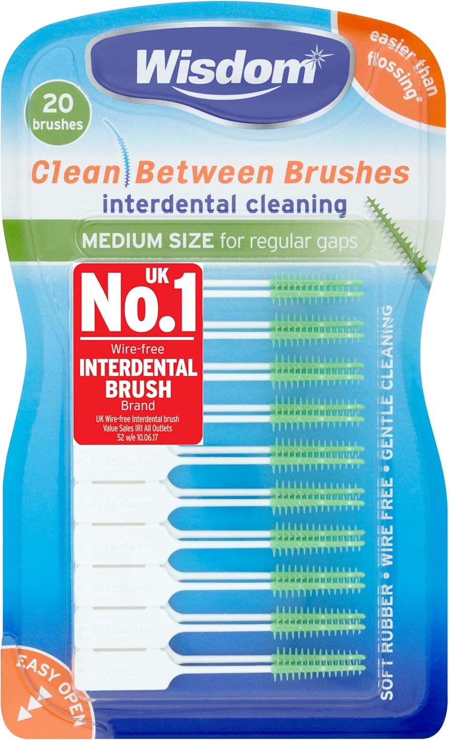 Wisdom Clean Between Interdental Medium Brushes, Green, Pack of 120-2