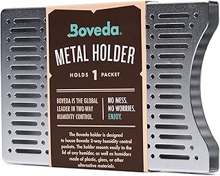 Boveda for Cigars | Brushed Aluminum Boveda Holder for Humidor | For Use With One (1) Size 60 Boveda (Sold Separately) | Includes Magnetic and Velcro® Mounting Kits | 1-Count