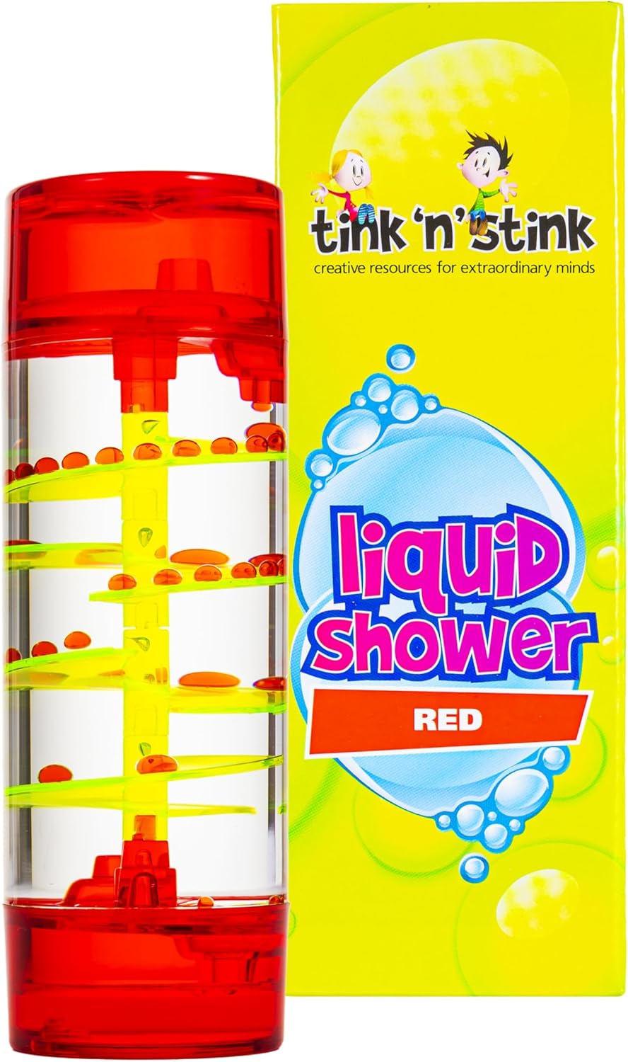 Tink n Stink Sensory Spiral Liquid Motion Timer – Calming Bubble Timer Sensory Toy – Colourful Water Timer Sensory Tool for Autism, ADHD, SPD – Red-1