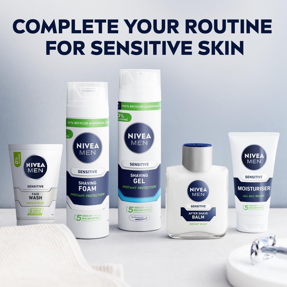 NIVEA MEN Sensitive Shaving Foam Pack of 6 (6 x 200ml) Sensitive Skin Shaving Foam, Shave Gel for Men, Shaving Gel for Irritated & Dry Skin with Witch Hazel-5