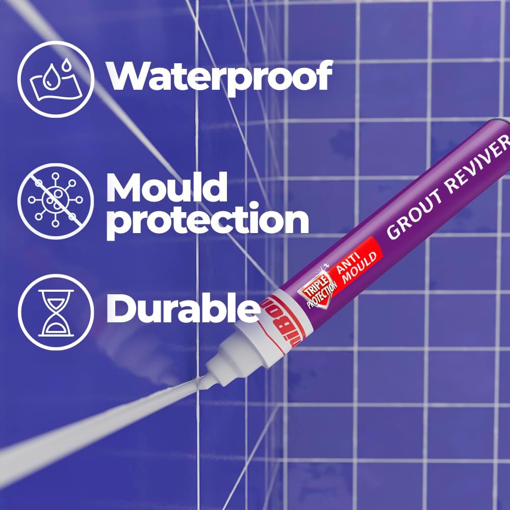 Unibond Grout Reviver Pen, White Grout Pen for Bathroom Grout Joints, Easy to Use Tile Grout Pen, Whitener for Restoring Discoloured & Faded Joints, 1x7ml-4