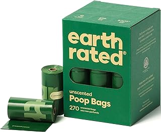 Earth Rated Dog Poo Bags, Guaranteed Leak Proof and Extra Thick Waste Bag Refill Rolls For Dogs, Fragrance-Free, 270 Count