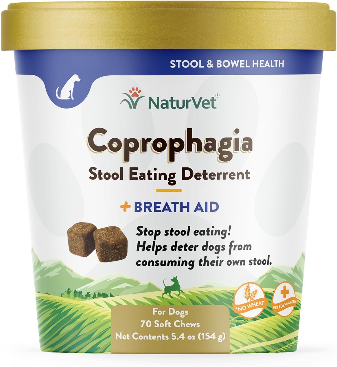 NaturVet – Coprophagia Stool Eating Deterrent Plus Breath Aid – Deters Dogs from Consuming Stool – Enhanced with Breath Freshener, Enzymes & Probiotics – 70 Soft Chews-0