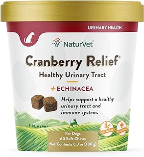 NaturVet Cranberry Urinary Care Supplement for Dogs, Urinary Care Supplement for Dogs Promotes Kidney & Urinary Tract Health Soft Chews - No Wheat Added