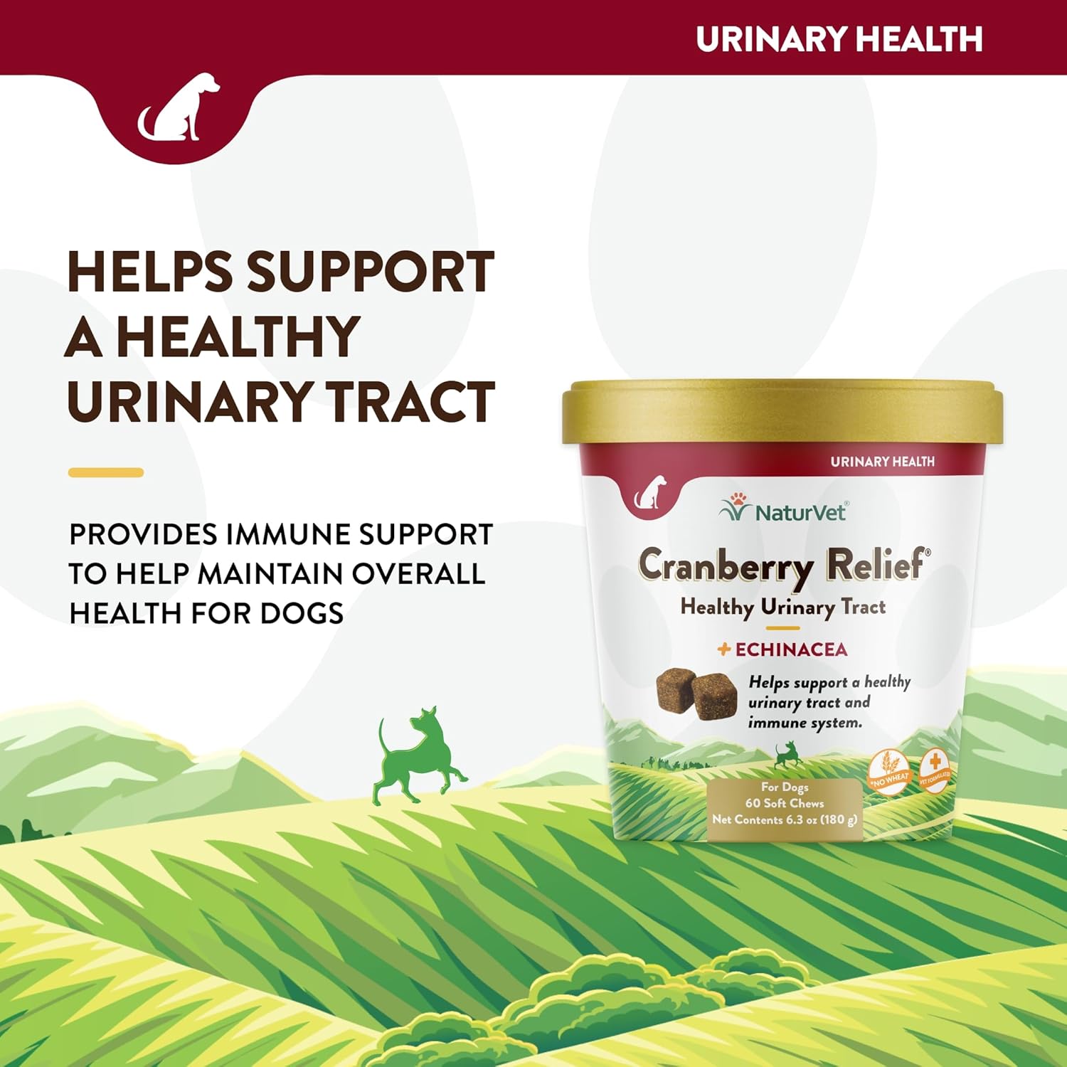 NaturVet Cranberry Urinary Care Supplement for Dogs, Urinary Care Supplement for Dogs Promotes Kidney & Urinary Tract Health Soft Chews - No Wheat Added-2