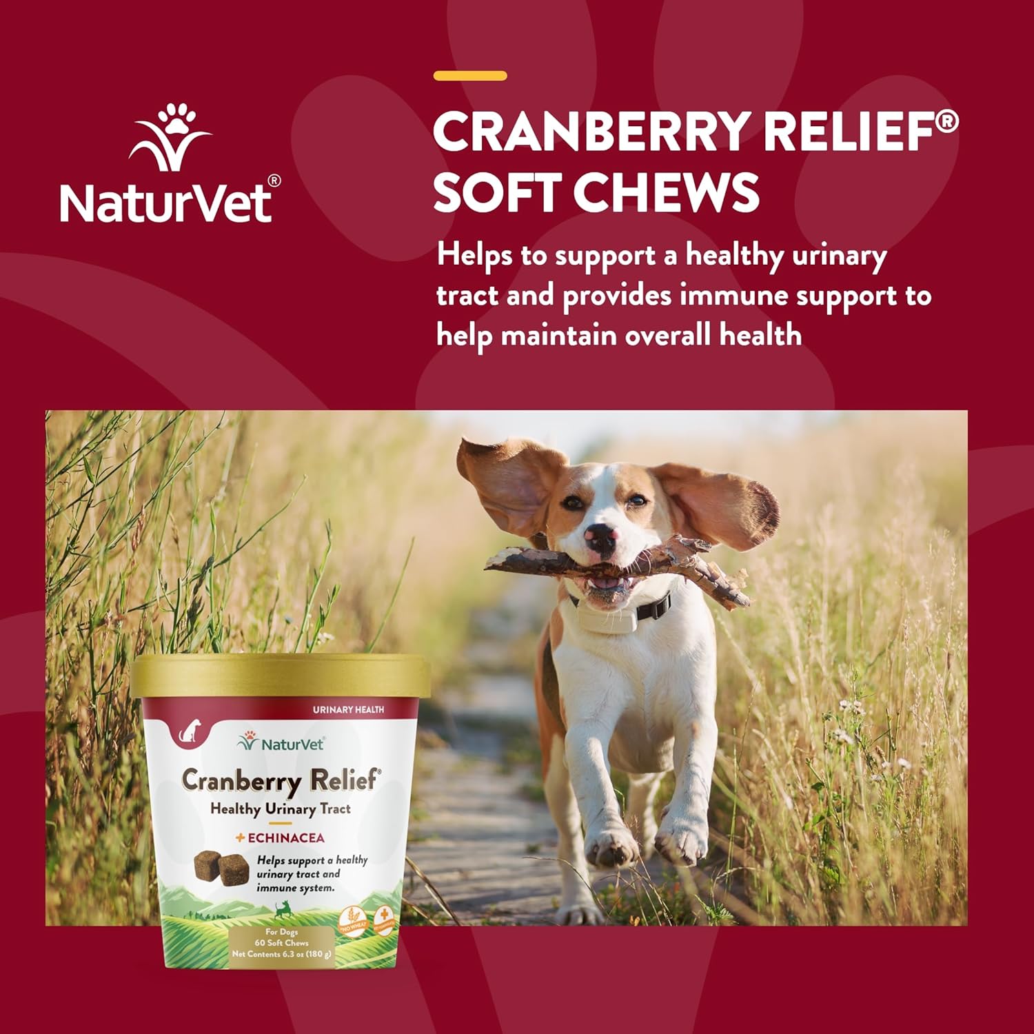 NaturVet Cranberry Urinary Care Supplement for Dogs, Urinary Care Supplement for Dogs Promotes Kidney & Urinary Tract Health Soft Chews - No Wheat Added-3