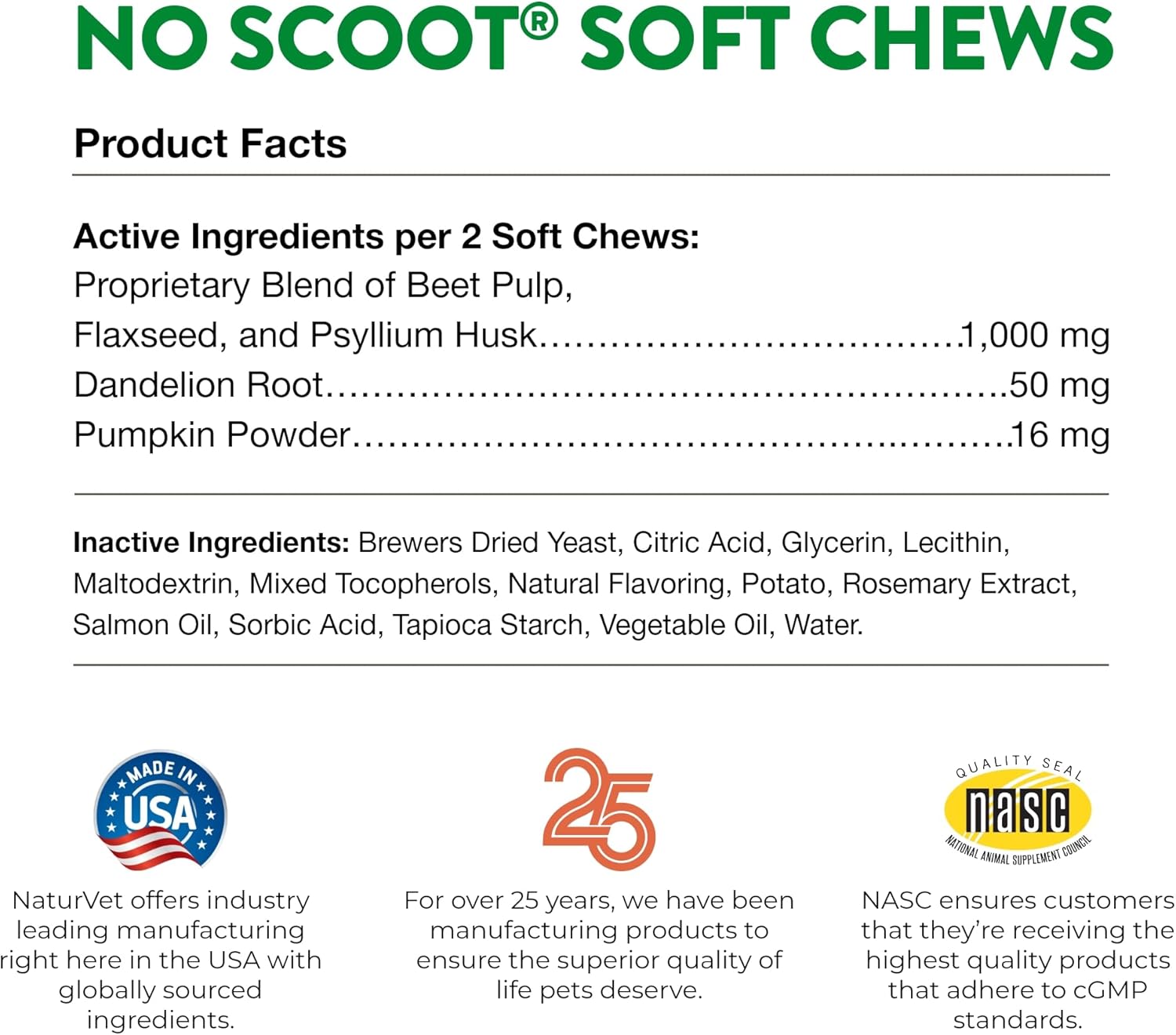 NaturVet No Scoot Anal Gland Support Chews for Dogs, Active Ingredients Helps Support Normal Bowel Function, Fibre Supplement With Pumpkin Powder, 60 Chews - No Wheat Added-6