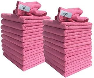 DCS Microfibre Cleaning Cloth, Pink, Pack of 20, Large Size: 40x40cm. Super Soft Premium Streak Free Washable Cloth Duster for Kitchen, Bathrooms, Surfaces, Mirrors, Car, Motorbike