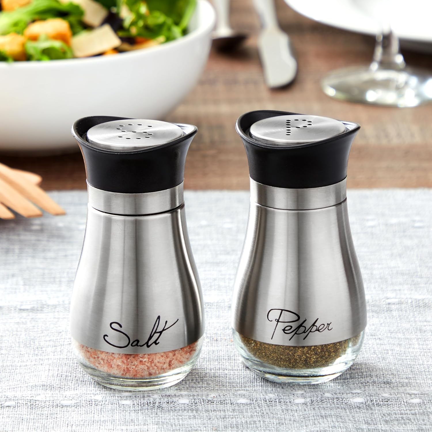 Juvale Salt and Pepper Shakers, Stainless Steel, 4 Inch-1