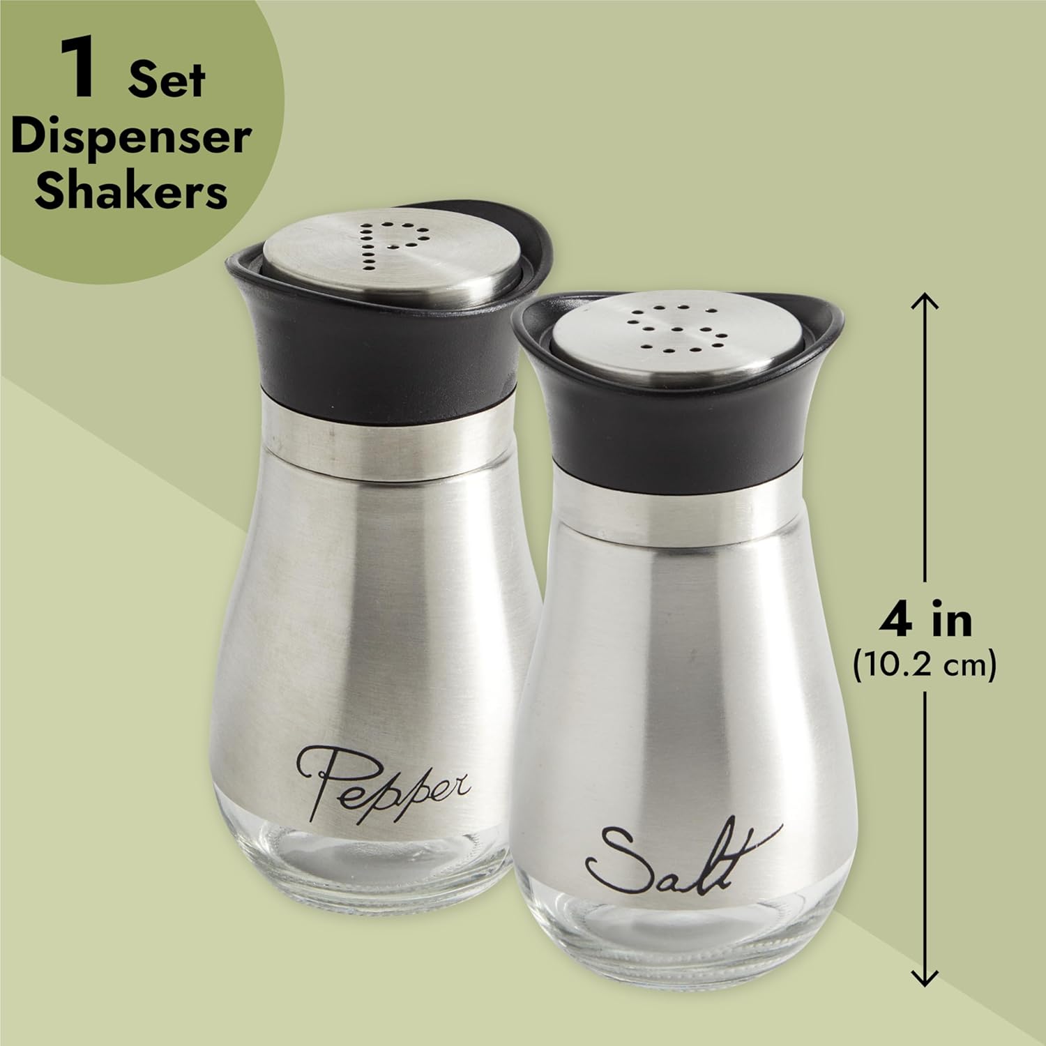 Juvale Salt and Pepper Shakers, Stainless Steel, 4 Inch-2