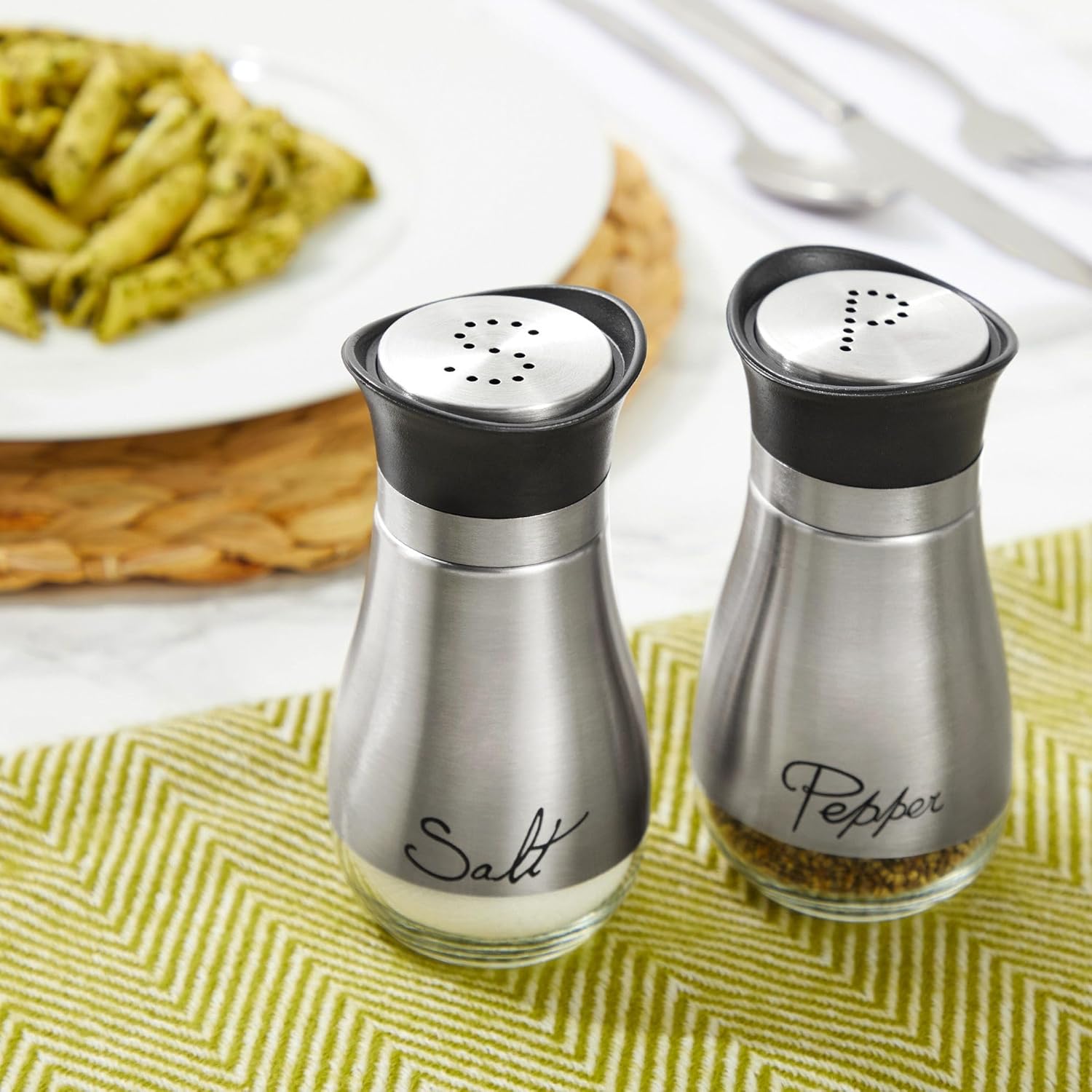 Juvale Salt and Pepper Shakers, Stainless Steel, 4 Inch-6