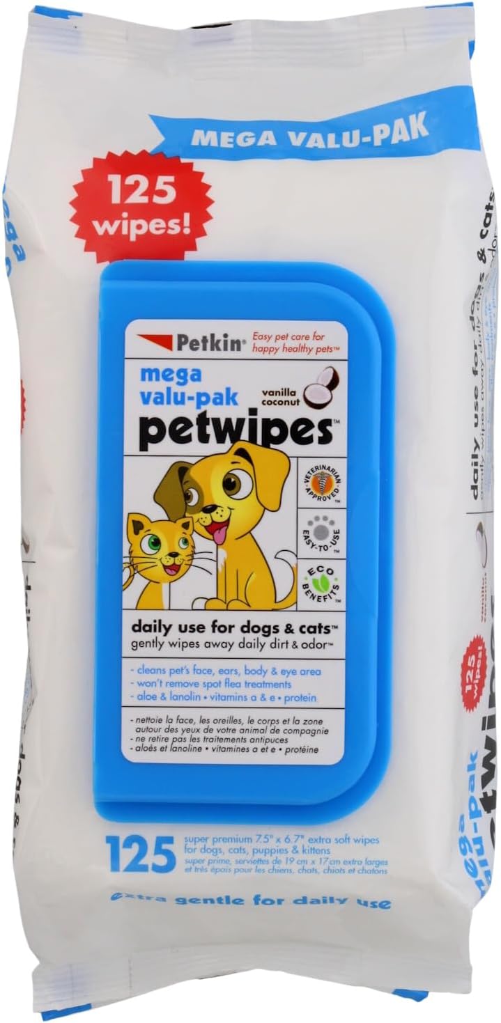 Petkin Mega Valu Pet Wipes, Pack of 125-0