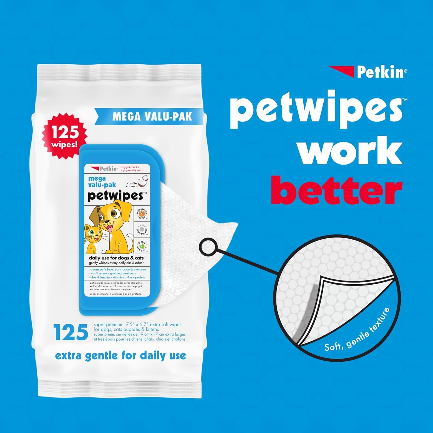 Petkin Mega Valu Pet Wipes, Pack of 125-3