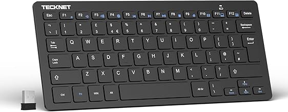 TECKNET 2.4G Wireless Keyboard For Windows/Chrome OS, UK Layout Compact Mini Keyboard, Small Silent Whisper-Quiet Keyboard with 12 months Battery Life (Black)