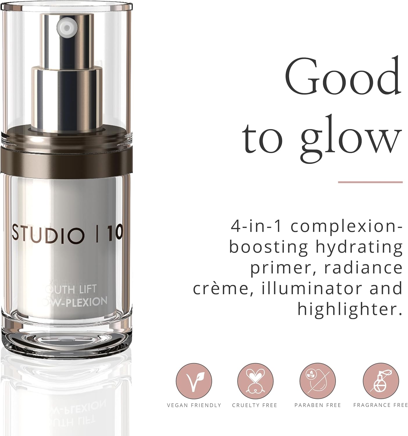 Studio 10 Skin Lift Glow-Plexion - Liquid Glow Primer, Illuminator and Highlighter - Hydrates, Firms & Lifts Mature Skin for a Youthful Radiant Glow - Versatile Face Makeup - Illuminating Primer-1