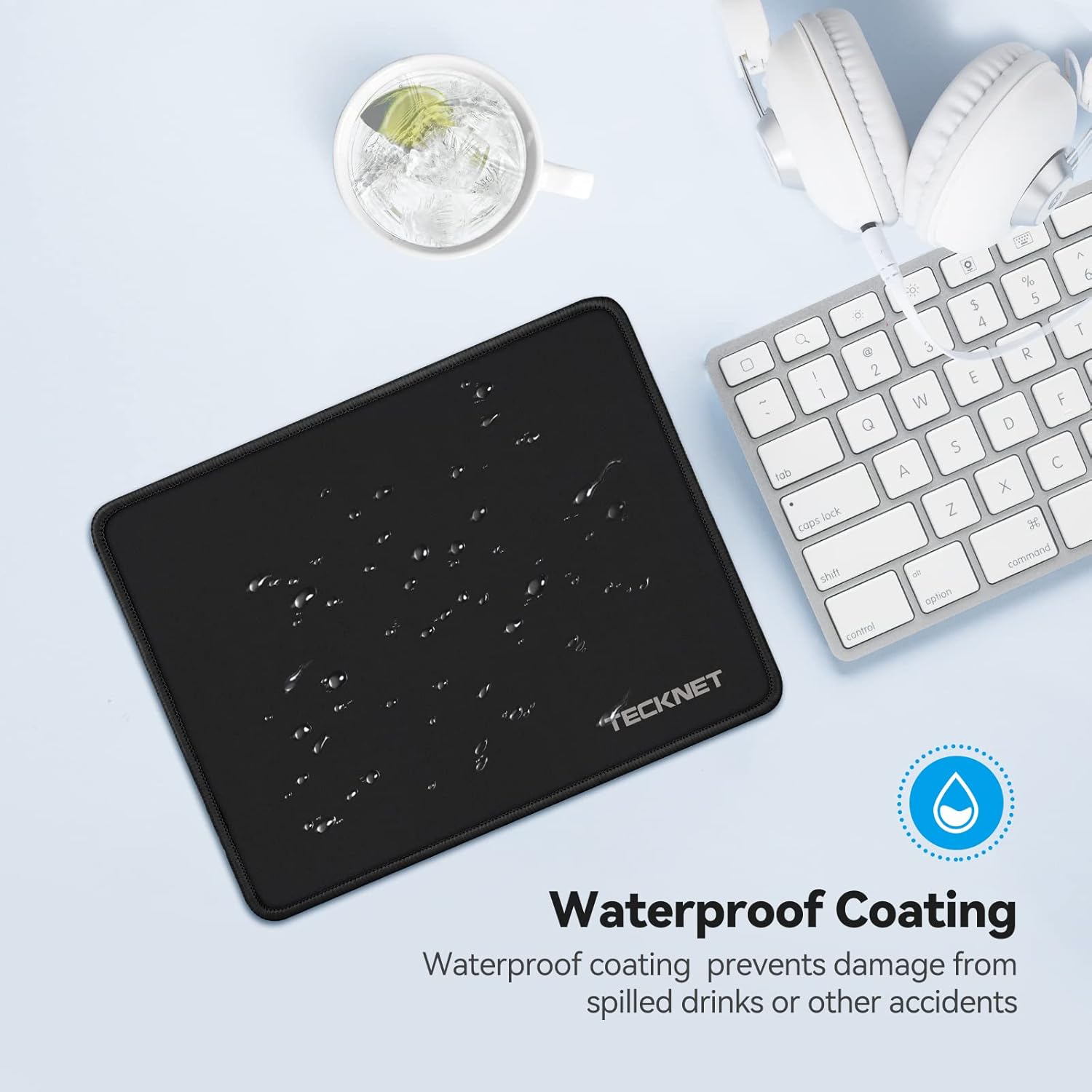 TECKNET Mouse Mat 270 x 210 x 3 mm Gaming Mouse Pad, Non-Slip Rubber Base, Waterproof Surface, Stitched Edges Mouse pad, Compatible with Laser and Optical Mice-4