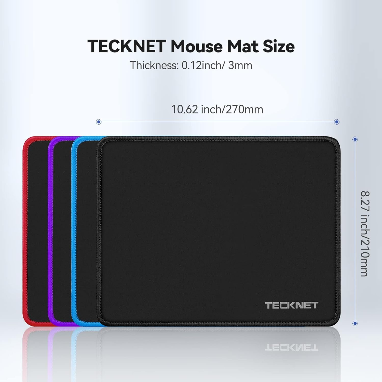 TECKNET Mouse Mat 270 x 210 x 3 mm Gaming Mouse Pad, Non-Slip Rubber Base, Waterproof Surface, Stitched Edges Mouse pad, Compatible with Laser and Optical Mice-5