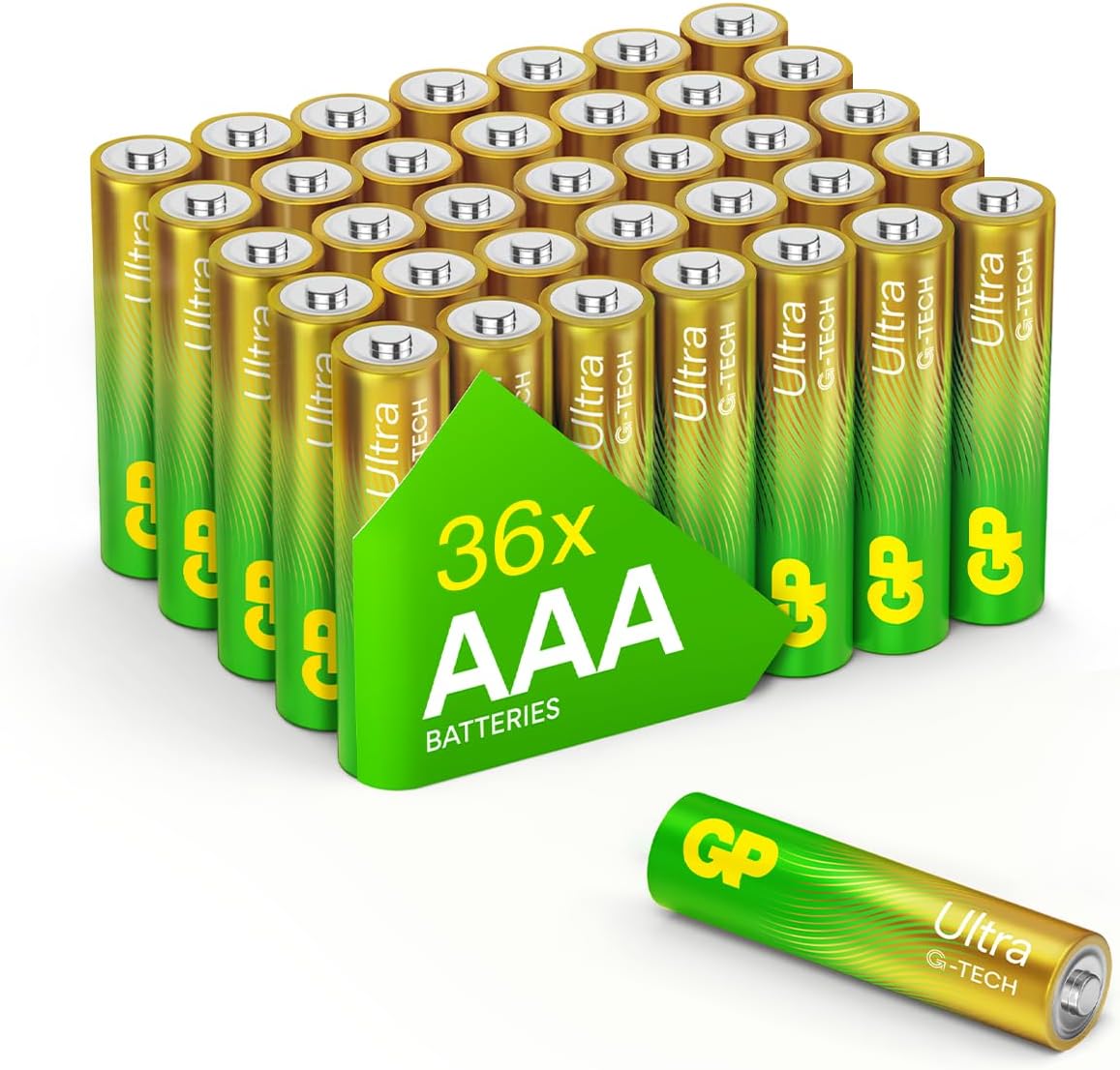 AAA Batteries 36 pack by GP AAA Batteries Ultra Alkaline - 10 year shelf life, ideal for everyday hungry devices, long lasting power, anti-leakage technology, package may vary-0