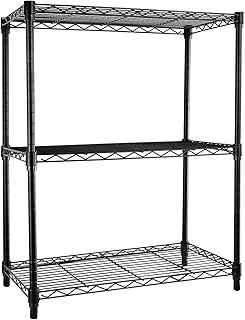 Simple Deluxe Heavy Duty 3-Tier Shelving with Wheels, Height Adjustable Storage Units, Steel Organizer Wire Rack, 60 cm (W) x 35 cm (D) x 80 cm (H),Load Capacity 340kg,Black