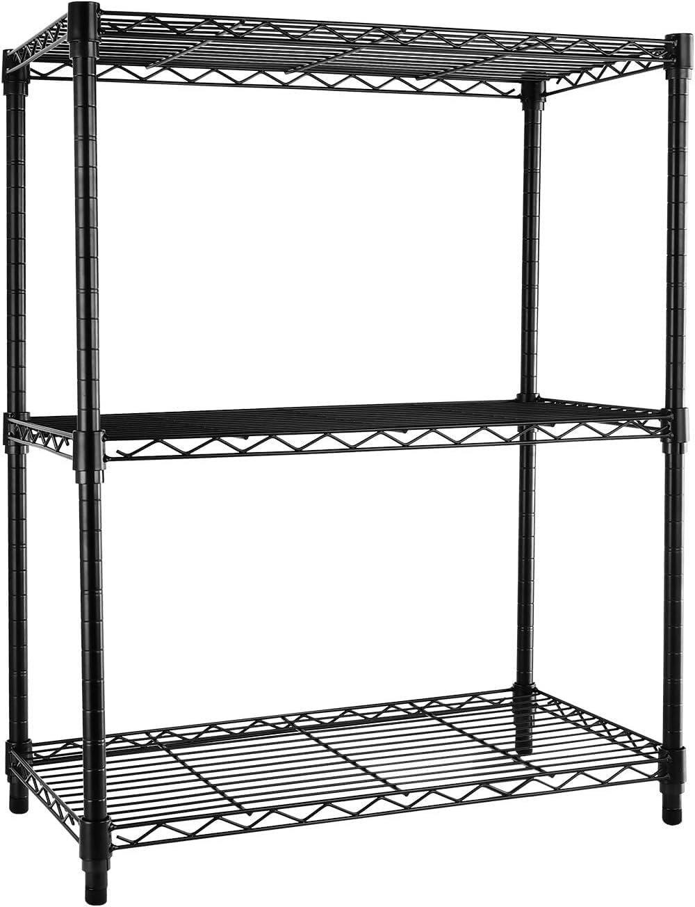 Simple Deluxe Heavy Duty 3-Tier Shelving with Wheels, Height Adjustable Storage Units, Steel Organizer Wire Rack, 60 cm (W) x 35 cm (D) x 80 cm (H),Load Capacity 340kg,Black-0