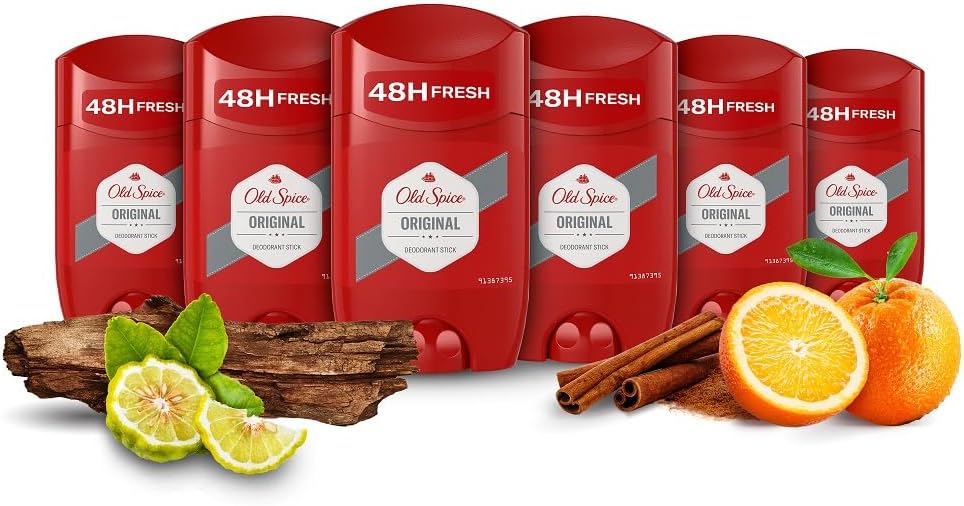 Old Spice Original Deodorant Stick For Men, Aluminium Free, Long Lasting Perfume Quality Scent, 48H Fresh, Invisible on Black & White, Multipack 6 x 50ml-0