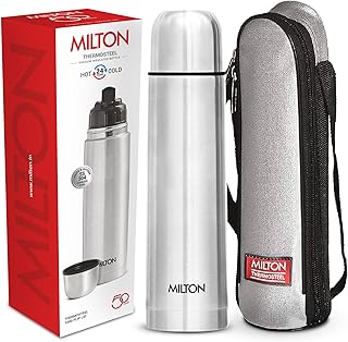 Milton Vacuum Flask for Hot Drink 1 Litre (34 oz), Stainless Steel Double Walled Insulated Water Bottle for 24 Hour Hot and Cold Drinks with Cover, Leak Proof, BPA Free, Thermosteel Flip Lid 1000 ml