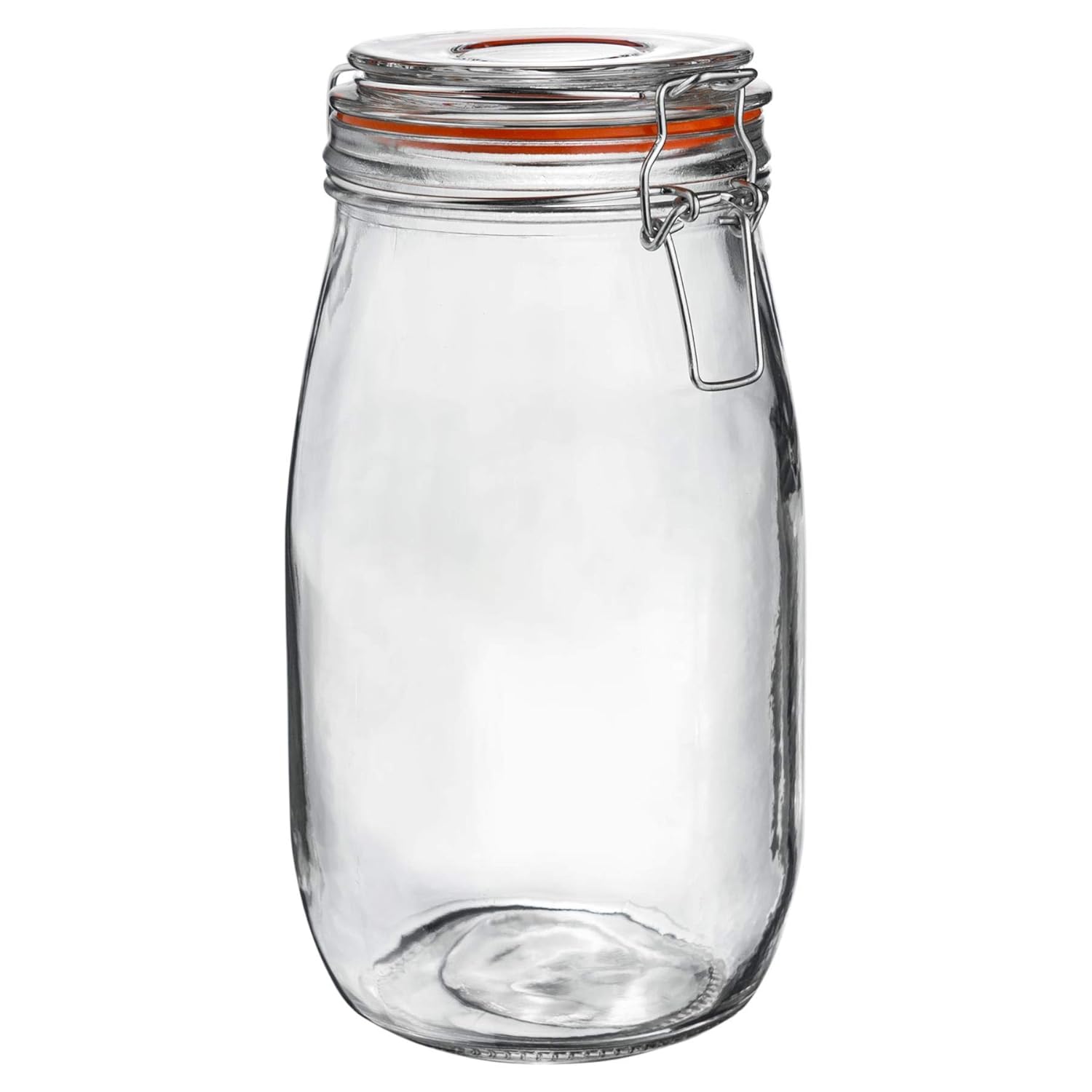 Argon Tableware Glass Jars with Airtight Metal Clip Lid - 1500ml/50.7oz - 3 Pack - 4 Colour Seals - Large Kitchen Storage Container Round Preserving Jar for Pickling, Chutney, Jam, Coffee-2