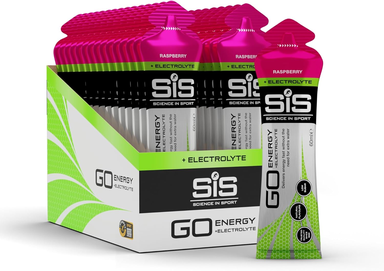 Science in Sport Go Isotonic Energy Gel with Electrolyte, Gels for Running/Cycling, Rasberry, 60 ml (30 Pack)-0