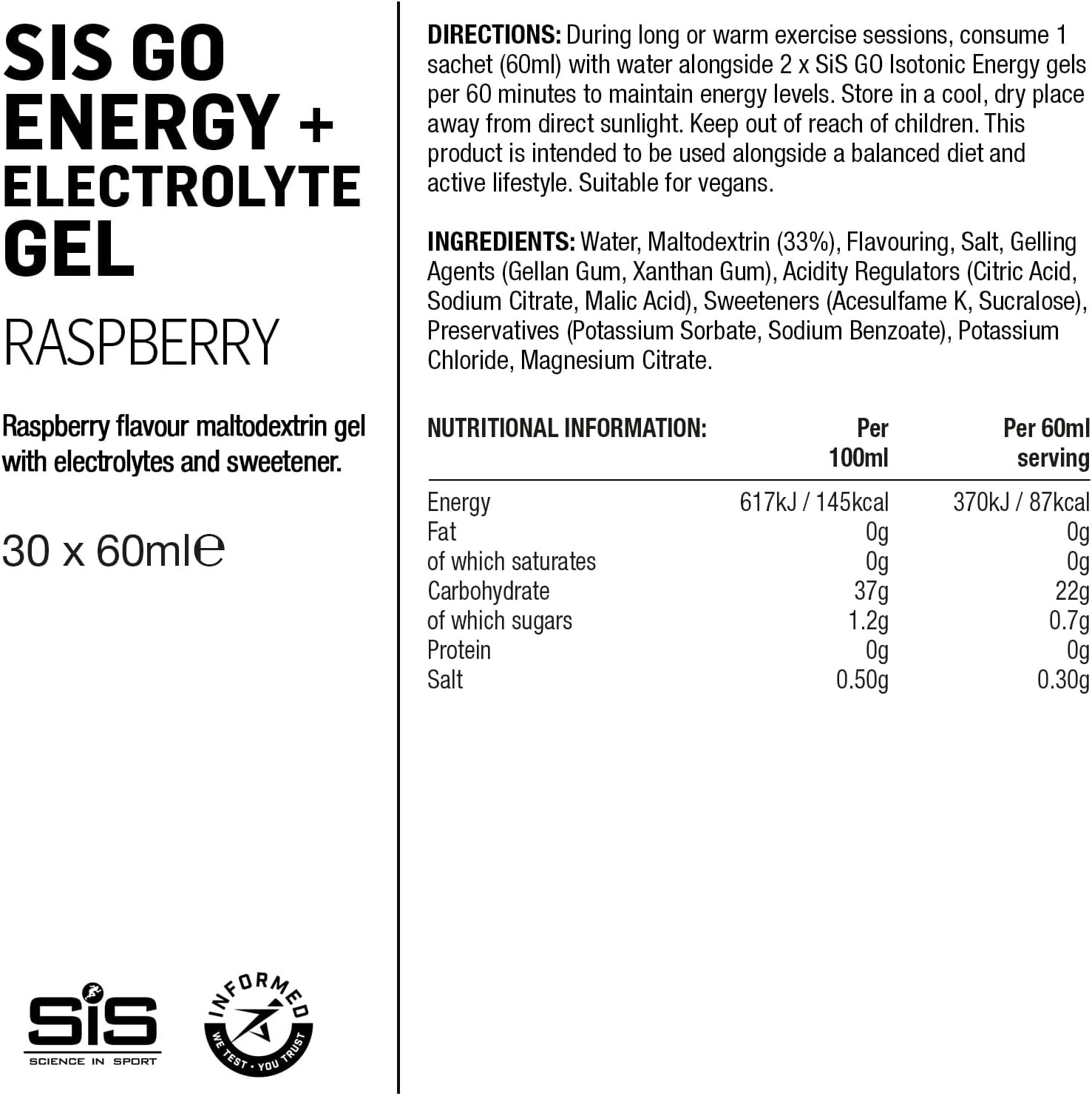 Science in Sport Go Isotonic Energy Gel with Electrolyte, Gels for Running/Cycling, Rasberry, 60 ml (30 Pack)-5