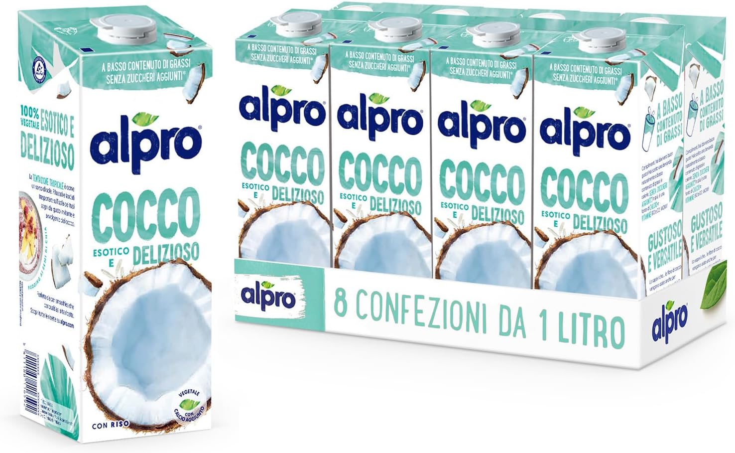 Alpro Coconut Plant-Based Long Life Drink, Vegan & Dairy Free, 1L (Pack of 8)(packaging may vary)-0