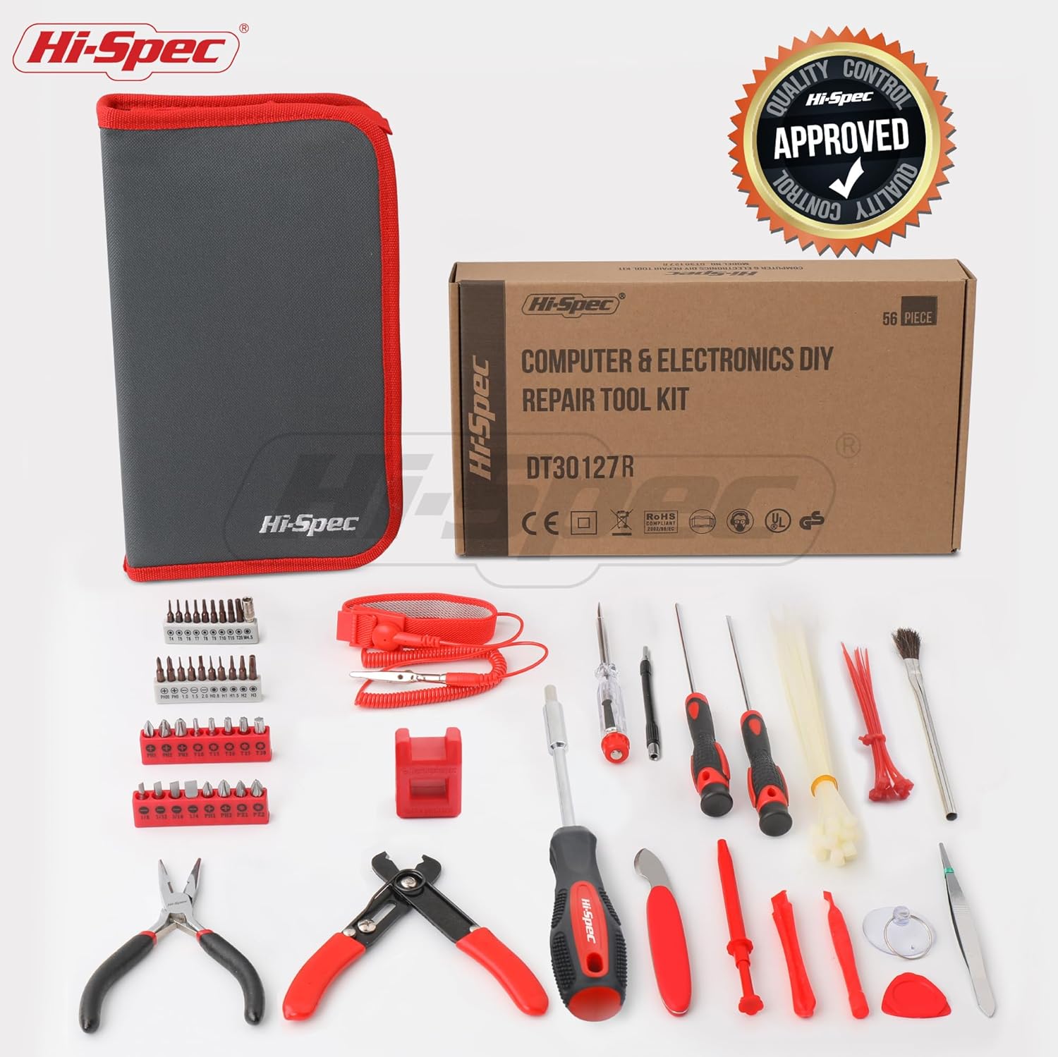 Hi-Spec 56pc Electronics Repair & Opening Tool Kit Set for Laptops, Devices, Computers, PC Building & Gaming Accessories. Precision Small Screwdrivers with Pry Tools-6