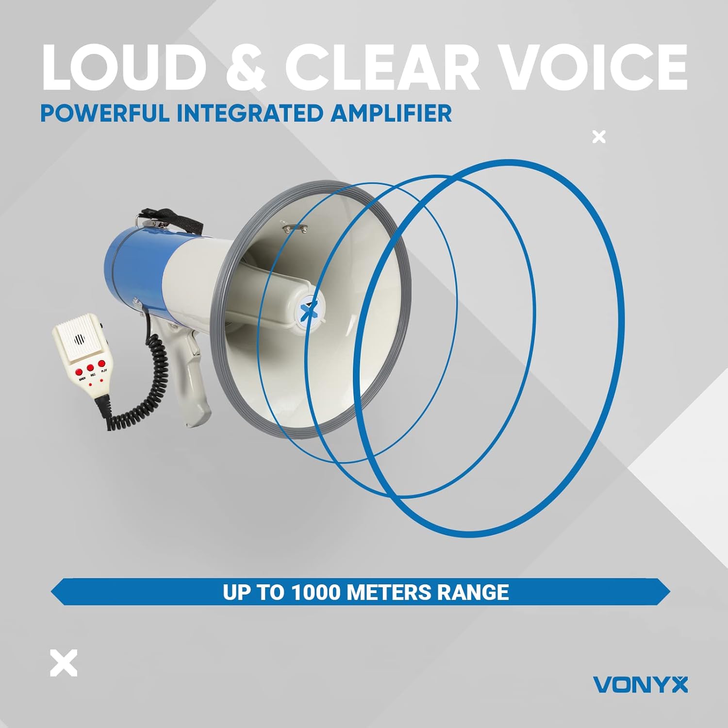 VONYX MEG060 60W Megaphone with Handheld Microphone & Siren - High-Power Loud Hailer, Mega Phone Speaker with Mic for Events, Emergency, Crowd Control, Megaphones, Loudhailer, Mega Phone-1