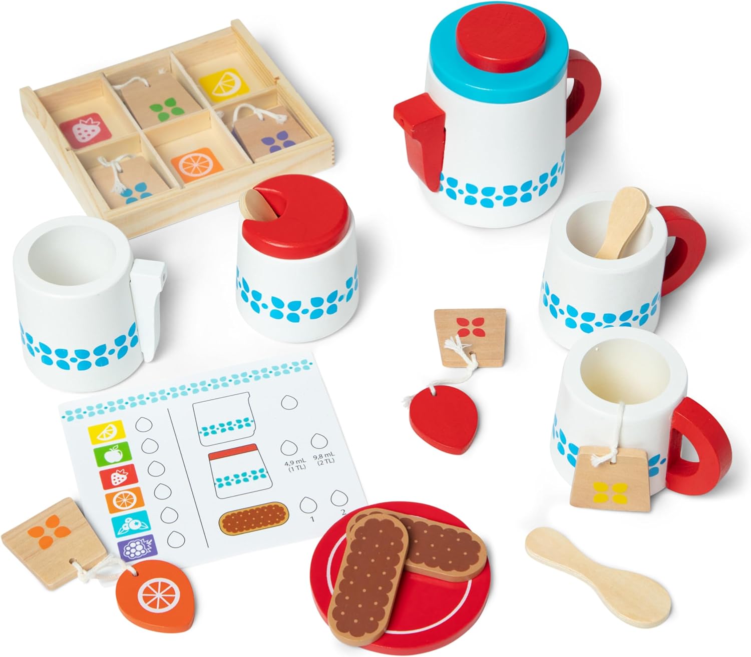 Melissa & Doug Steep & Serve Wooden Toy Tea Set | Wooden Toys | Pretend Play | Wooden Food | 3+ | Gift for Boy or Girl-3