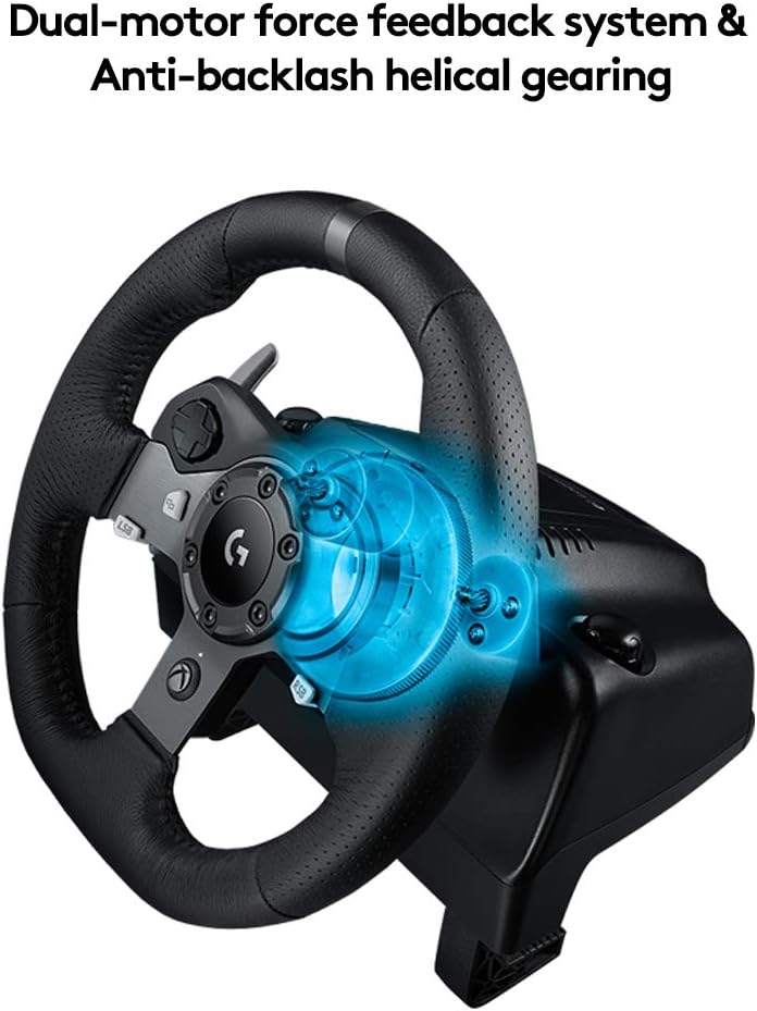 Logitech G G920 Driving Force Racing Wheel and Floor Pedals, Real Force Feedback, Stainless Steel Paddle Shifters, Leather Steering Wheel Cover for Xbox Series X|S, Xbox One, PC, Mac - Black-3