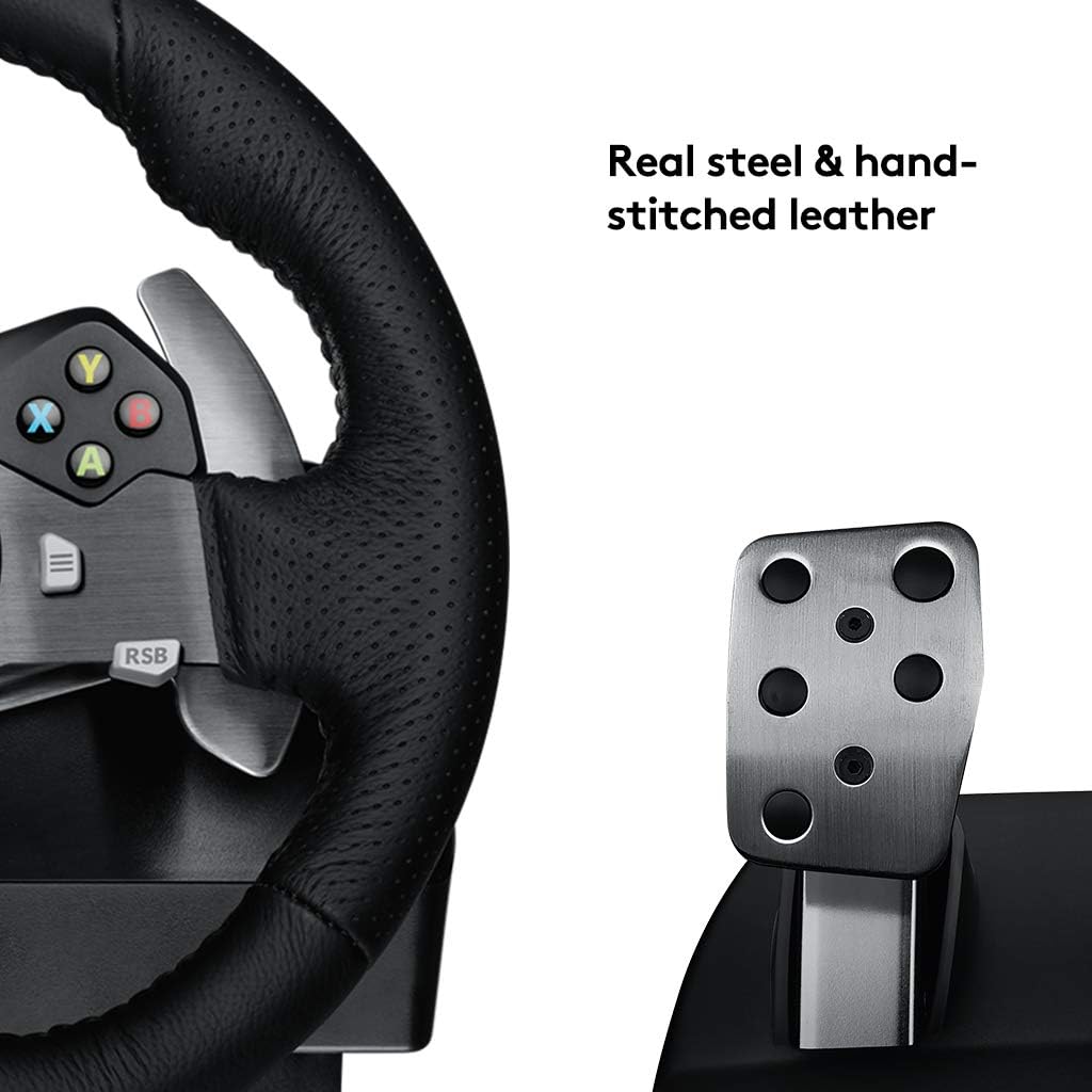 Logitech G G920 Driving Force Racing Wheel and Floor Pedals, Real Force Feedback, Stainless Steel Paddle Shifters, Leather Steering Wheel Cover for Xbox Series X|S, Xbox One, PC, Mac - Black-4