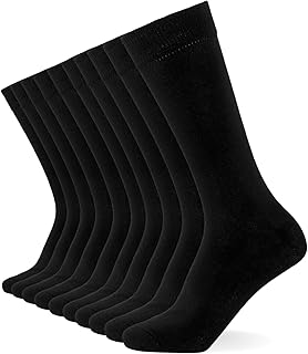 FM London (10-Pack Plain Mens Socks - Comfortable Charcoal, Navy & Black Socks for Men - Cotton Socks Men Suitable for Work & Casual Wear - Breathable, Stain Resistant, Durable Men's Smart Dress Sock