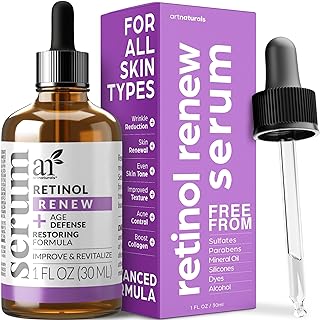 ArtNaturals Retinol Serum with Vitamin-C and Hyaluronic-Acid - (1 Fl Oz / 30ml) - 2.5% Retinol with Vitamin C & Hyaluronic Acid - Anti Wrinkle, Anti Aging for Face & Sensitive Skin - Night Therapy