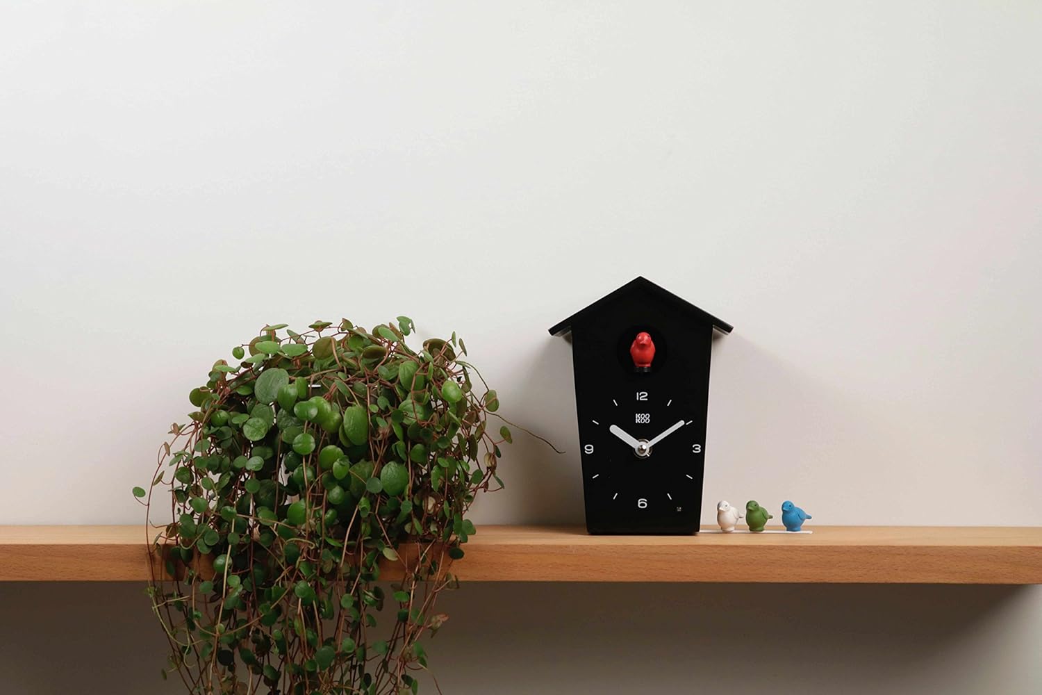 KOOKOO BirdHouse mini black, tiny modern cuckoo clock w. 12 natural bird voices or cuckoo call-4