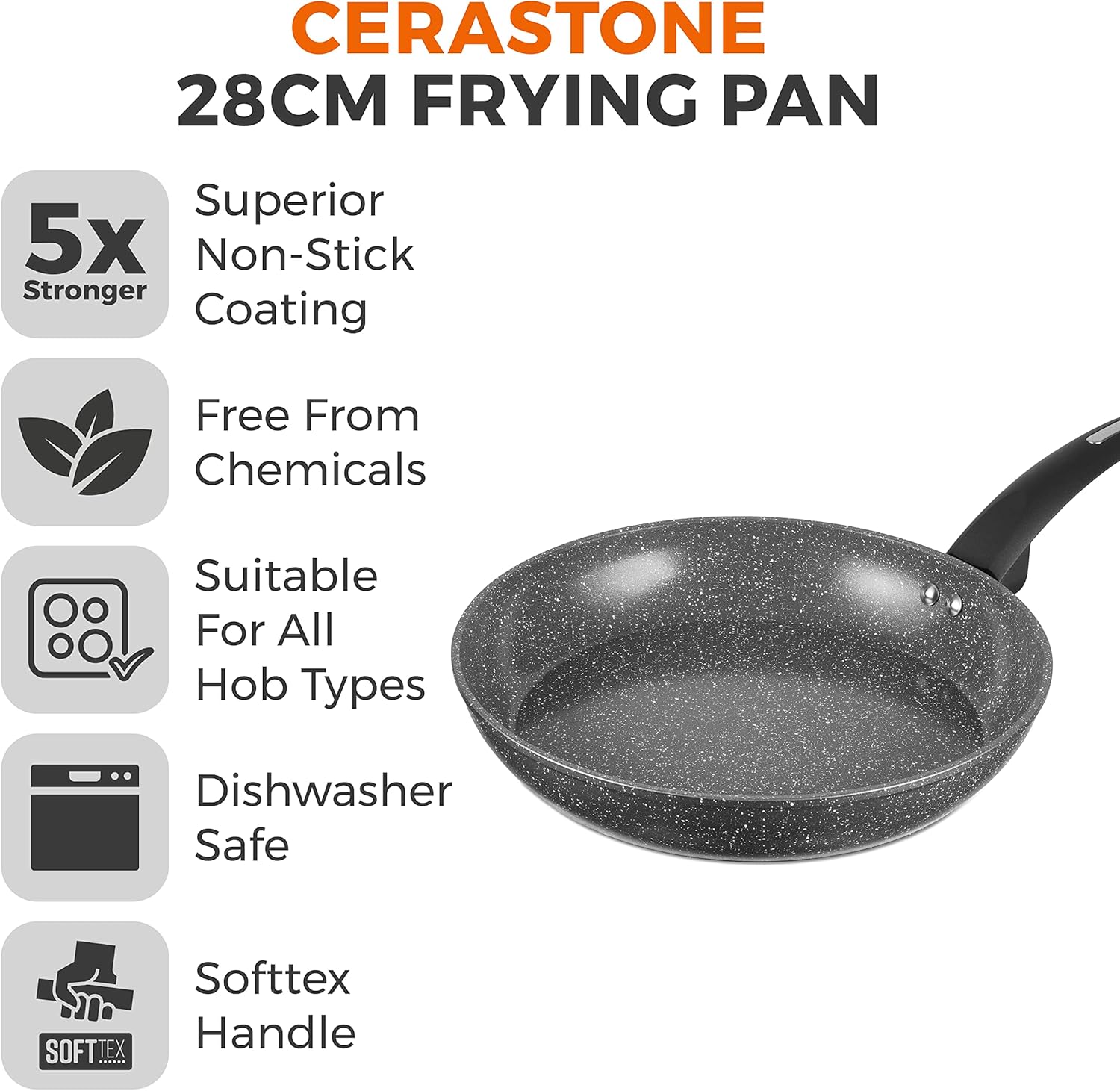 Tower Cerastone T81242 Forged Frying Pan with Non-Stick Coating and Soft Touch Handles, 28cm, Graphite-1