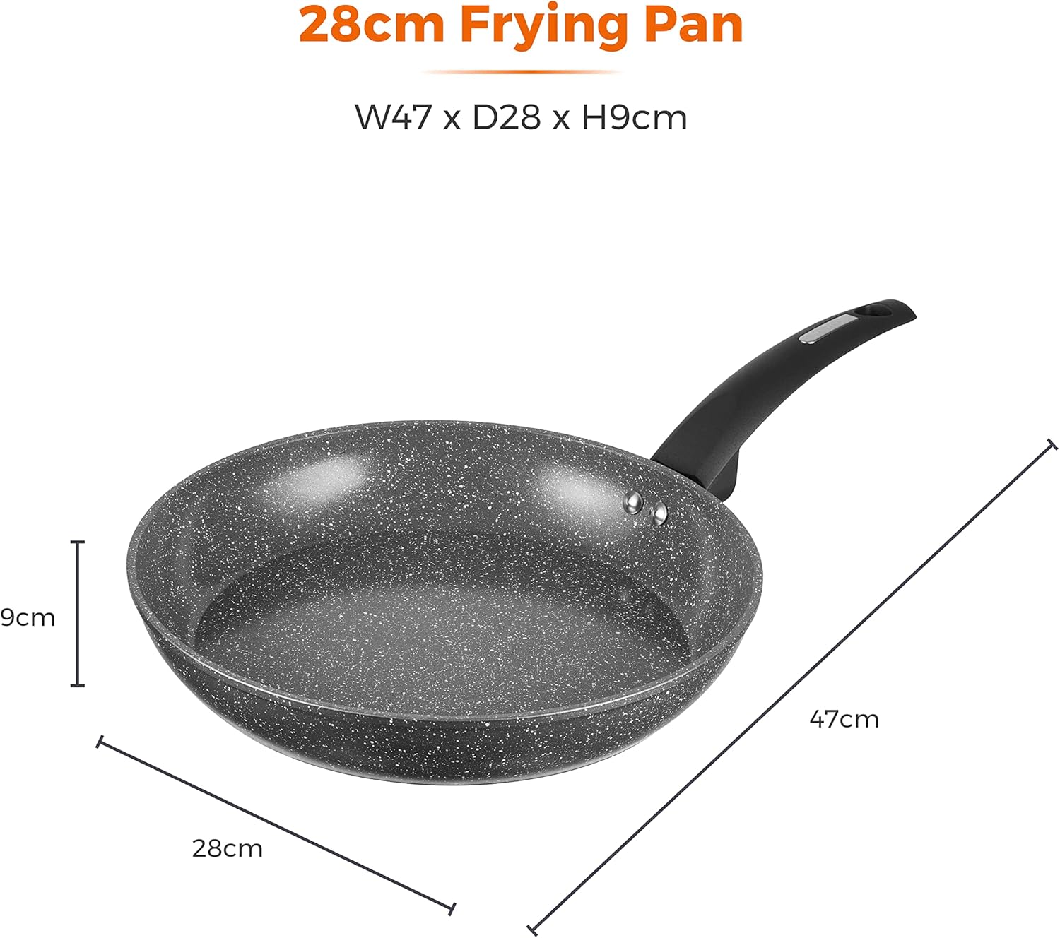 Tower Cerastone T81242 Forged Frying Pan with Non-Stick Coating and Soft Touch Handles, 28cm, Graphite-9