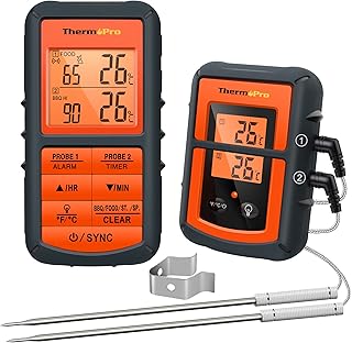 ThermoPro TP08C-O Digital Wireless Meat Thermometer for Kitchen Cooking BBQ Smoker Grill Oven Thermometer with 2 Probes, 150m Wireless Remote Range BBQ Food Thermometer