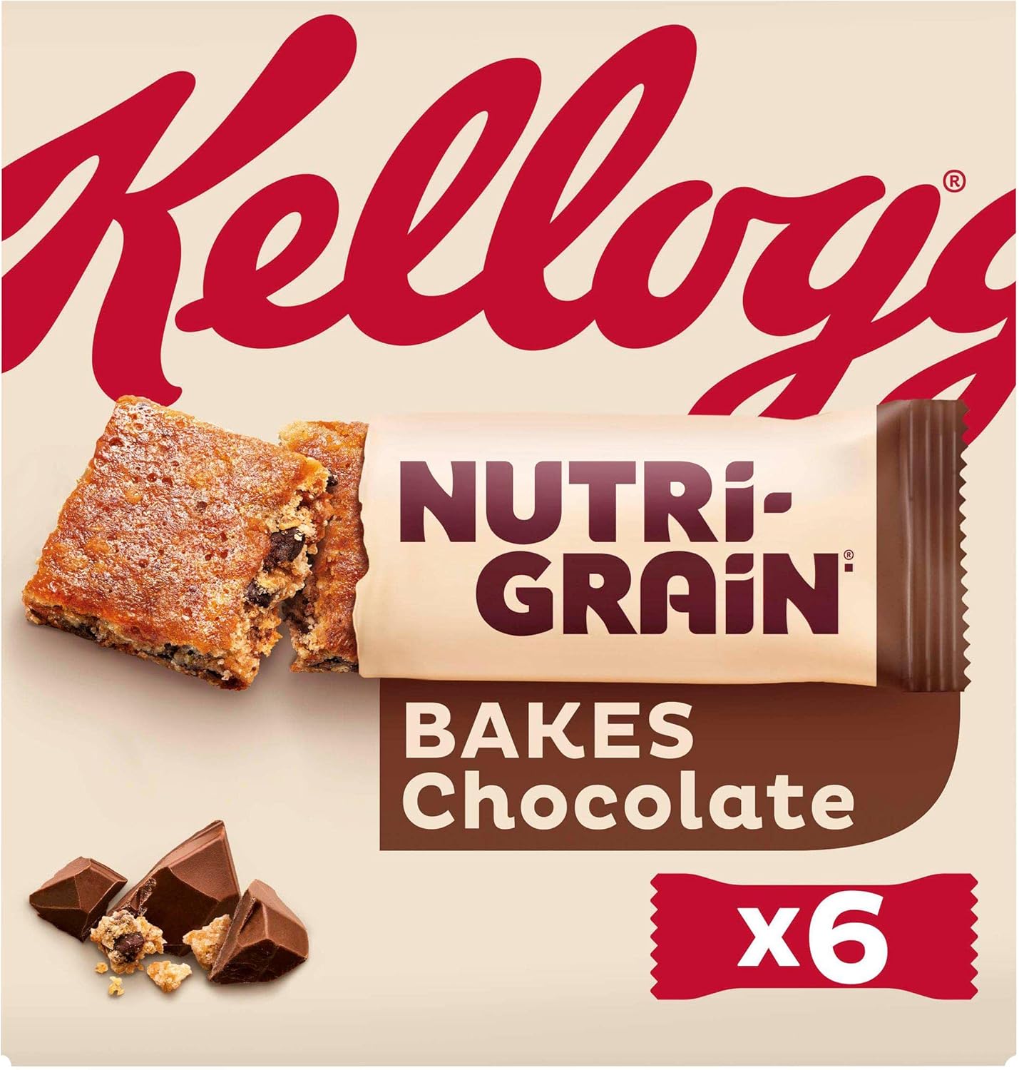 Kellogg's Nutri-Grain Bakes Chocolate Snack Bars Box, 6 x 45g-1