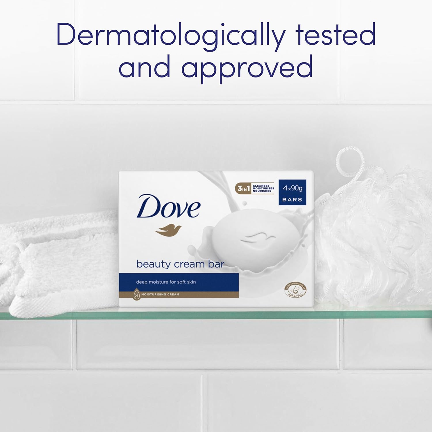 Dove Original Beauty Bar with ¼ moisturising cream soap for softer, smoother, healthier-looking skin 4x 90 g-1